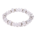 Elegante pulsera de cuentas de cristal con acabado aurora boreal y cristales plateados - Blanco