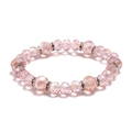 Elegante pulsera de cuentas con cristales rosas facetados y espaciadores de circón - Rosa