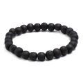 Pulsera elástica minimalista de cuentas de madera negro mate con textura natural - Negro Mate