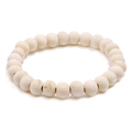 Pulsera minimalista de cuentas de madera blanco crema con veta natural y elástico - Blanco Roto