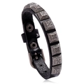 Punk Lederarmband in Schwarz mit silbernen Vintage-Nieten und Schnallenverschluss - Schwarz