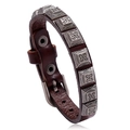 Vintage Lederarmband in Dunkelbraun mit silbernen Nieten und dornschließe für herren - Dunkelbraun
