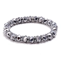 Pulsera elástica minimalista con cuentas metálicas gris oscuro facetadas y plata - Gris