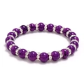 Böhmisches lila Perlenarmband mit Crackle-Textur und glänzenden Strass-Zwischenperlen - Lila