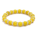 Elastisches Perlenarmband mit gelben Steinen und glitzernden silbernen Zwischenringen - Gelb