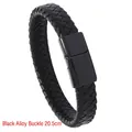 Minimalistisches schwarzes Lederarmband mit Magnetverschluss aus Legierung, 20,5 cm - 20.5CM / Schwarze Legierungsschnalle