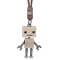Collana con ciondolo robot industriale retrò con finitura bronzo e cordino in pelle - Robot Vintage (Bronzo e Argento Antico)