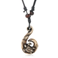Maori style turtle fish hook pendant necklace with adjustable black braided cord - Antique White Turtle Fish Hook Style (SN040)