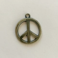 Retro bronze peace sign charm with brushed metal texture and woven leather keychain base - Peace Sign
