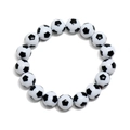 Men's soccer themed beaded bracelet featuring classic black and white football patterns - Black & White
