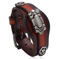 Retro multi-layer brown leather bracelet with star rivets and punk buckle for men - Retro Brown