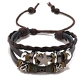 Pulsera multicapa de cuero con estrella de metal y cuentas de estilo bohemio vintage - Estilo Estrella