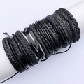 Lot de 10 bracelets en cuir tressé noir minimalistes avec cordons réglables - Style Combiné 10 Pièces