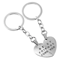 Silver stainless steel heart puzzle keychain set with Best Friends Forever engraving - Matching Heart and Key