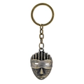 Porte-clés créatif en alliage de bronze avec un pendentif masque tribal aux détails tressés - Masque