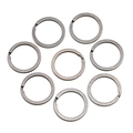 Lot de sept anneaux plats de 30mm en acier brossé gris foncé pour porte-clés DIY - Argent Antique