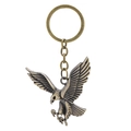 Llavero de águila en aleación de bronce antiguo con plumas talladas y aro de metal - Águila