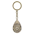 Porte-clés vintage en bronze en forme de goutte avec motif mandala évidé et anneau - Fleur de Mandala