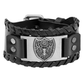 Vintage Wikinger Lederarmband mit graviertem Kriegerschild und Vegvisir Symbol für Herren - Antiksilber