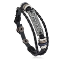 Minimalistische zwarte gevlochten leren armband voor koppels met gender symbolen en drukknop - Zwart
