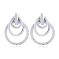 Chic multi-layered white geometric hoop earrings with hollow circular cutouts for women - White