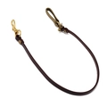 Retro bruine leren broekketting met antieke bronzen haken en klinknagels - Donkerbruin