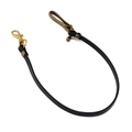 Retro zwarte lederen broekketting met bronzen karabijnhaak voor vintage jeans en mode - Zwart