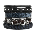 Set bracciale multistrato retrò in pelle da uomo con rivetti punk e simbolo infinito - Combinazione da 4 Pezzi (Confezione in Cartoncino Nero)
