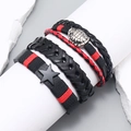 Boho-Lederarmband-Set für Herren mit geflochtenen Kordeln und Schildkröten-Anhängern - Mehrlagiges Kombinations-Set (TZ645)