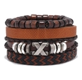 Men's retro multi-layer braided leather bracelet set with wooden beads and metal charm - Multi-layer Combination (TZ684)