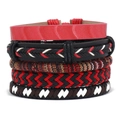 5-teiliges Set handgefertigter Boho-Lederarmbänder mit bunten ethnischen Webmustern - Mehrlagiger Geflochtener Stil