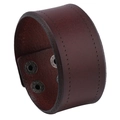 Retro breites dunkelbraunes Lederarmband mit Nähten und verstellbarer Metallschnalle - Dunkelbraun
