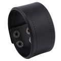 Vintage breites schwarzes Lederarmband im Punk-Stil mit Textur und Metalldruckknopf - Schwarz