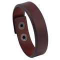 Minimalist vintage dark brown leather bracelet with two antique metal snap buttons for men - Dark Brown