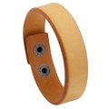 Vintage brown leather strap bracelet with dual metal snap button closure for men - Ginger Yellow