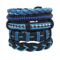 Handmade multilayer leather bracelet set for men featuring blue and black woven ropes - Set of Pieces Combination Style (TZ687)