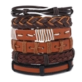 Set aus 6 mehrlagigen handgewebten Lederarmbändern im Vintage-Stil in Braun und Schwarz - Vintage Mehrschichtiger Stil (TZ695)