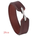 Bruine leren armband voor heren met zilveren S-haak sluiting en sierstiksels van 20cm - Bruin / 20cm
