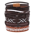 6-piece vintage woven leather bracelet set in multi-layer bohemian style for men - Vintage Braided Style (With Card Packaging)