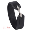 Retro herenarmband van zwart leer met zilveren S-haak sluiting, lengte 21,5cm - Zwart / 21.5cm