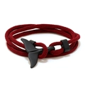 Minimalist red woven nautical bracelet featuring a matte black whale tail buckle clasp - Wine Red and Black Whale Tail