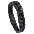 Bracelet minimaliste double couche en cuir tressé pour hommes avec fermoir magnétique - Cuir Noir + Accessoires Noirs