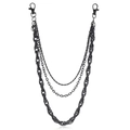 Three-layer black hip hop pant chain with metallic links and lobster clasps for unisex style - Black