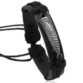 Bracciale in pelle intrecciata nera fatto a mano con fibbia ovale in metallo argento retrò - Nero