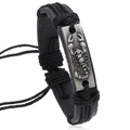 Bracciale retrò in pelle intrecciata a mano con ciondolo a scorpione in lega per uomo - Nero