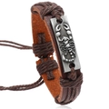 Bracciale vintage da uomo in pelle con cordino intrecciato e placca in metallo scorpione - Marrone