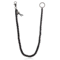 Cadena punk de metal para pantalón con cordón de cuero, calavera y mosquetón - Negro