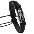 Bracciale punk vintage da uomo in pelle intrecciata con ciondolo a forma di polpo - Nero