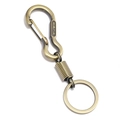 Vintage bronzen legering sleutelhanger met S-karabijnhaak en reliëfopdruk - Antiek Brons
