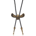 Vintage-Bolo-Tie mit Adler-Anhänger aus Bronze und schwarzer geflochtener Lederkordel - Bronze